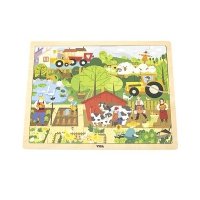 Viga 44588 Puzzle na podkładce 48 elementów - poznajemy farmę 