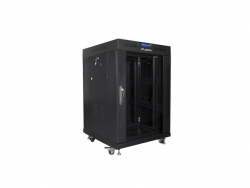 SZAFA INSTALACYJNA RACK STOJĄCA 19 15U 600X600 CZARNA DRZWI SZKLANE LCD LANBERG (FLAT PACK)