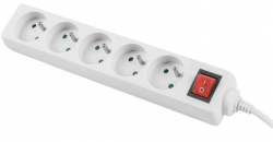 Listwa zasilająca 3m, biała, 5 gniazd, z wyłącznikiem, kabel wykonany z pełnej miedzi
