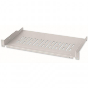 Półka 1U 255mm Rack 19, 2 pkt mocowania, perforowana, szara