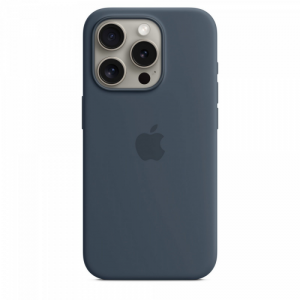 Etui silikonowe z MagSafe do iPhonea 15 Pro - sztormowy błękit 