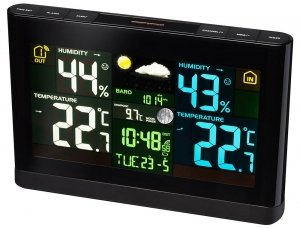 Stacja meteorologiczna Bresser z kolorowym wyświetlaczem, czarna