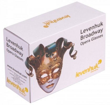 Lornetka teatralna Levenhuk Broadway 325F (srebrna, z oświetleniem LED i łańcuszkiem)