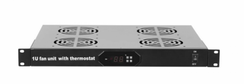 Netrack panel wentylacyjny 19&quot; 4F z przewodem i termostatem, czarny