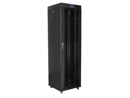 SZAFA INSTALACYJNA RACK STOJĄCA 19&quot; 42U 600X600 CZARNA DRZWI SZKLANE LCD LANBERG (FLAT PACK)