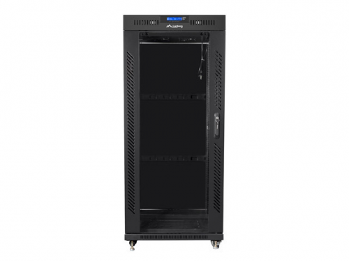SZAFA INSTALACYJNA RACK STOJĄCA 19&quot; 22U 800X800 CZARNA DRZWI SZKLANE LCD LANBERG (FLAT PACK)