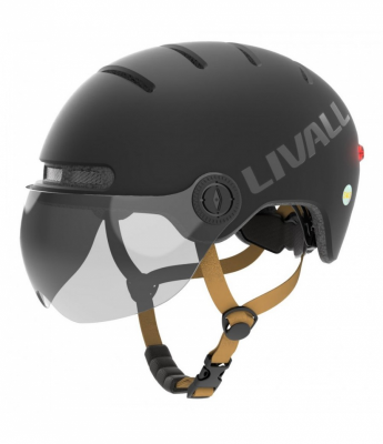 LIVALL Kask Livall L23 czarny 54-58 cm z szybką ochronną LED/SOS L23-M-BLK