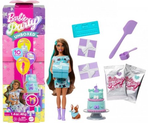 Mattel JFG72  Barbie Party Unboxed Reveal – Zestaw 10 Niespodzianek z Lalką