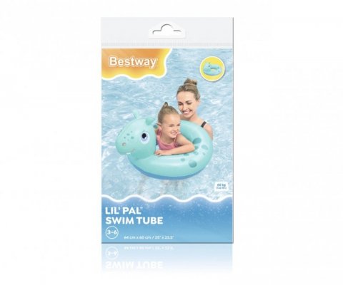 Bestway 36464 Kółko do  pływania Hipcio 64cm x 60cm