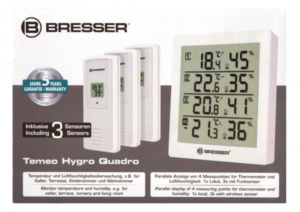 Stacja meteorologiczna Bresser Temeo Hygro Quadro, biała