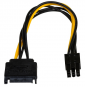 Kabel zasilający AKYGA SATA (wtyk) - PCI-E 6-pin (gniazdo) 0.15m. AK-CA-30 