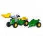 Rolly Toys 023110 Traktor Rolly Kid John Deere z łyżką i przyczepą 