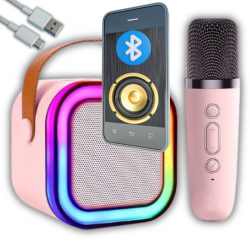 Zestaw karaoke dla dzieci mikrofon głośnik rgb