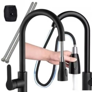 Bateria kuchenna czarna matowa z wyciąganą wylewką 360°