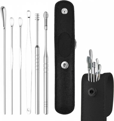 Zestaw do czyszczenia uszu 6 elementów + etui