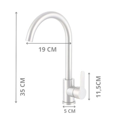 Bateria kuchenna srebrna błyszcząca – obrotowa 360°, perlator EKO