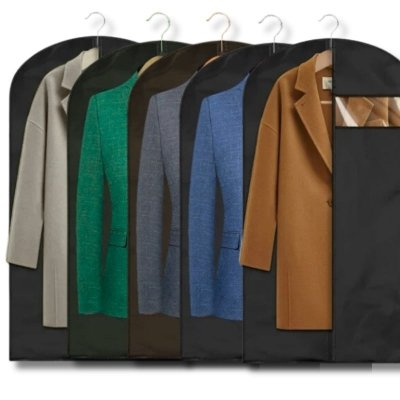 pokrowce czarne z okienkiem na kurtki płaszcze marynarki 5 sztuk