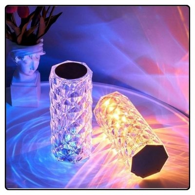 Lampka kryształowa led rgb nocna + pilot
