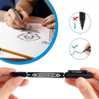 Marker czarny wodoodporny dwustronny 1/0,5 mm