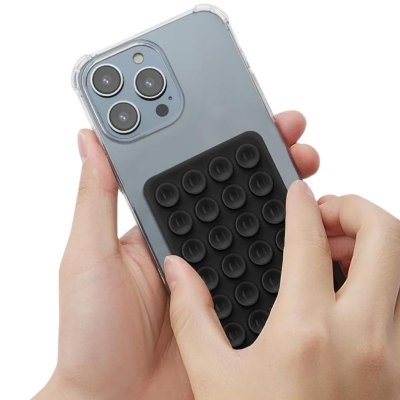 Przyssawka do telefonu silikonowa czarna – uchwyt na etui