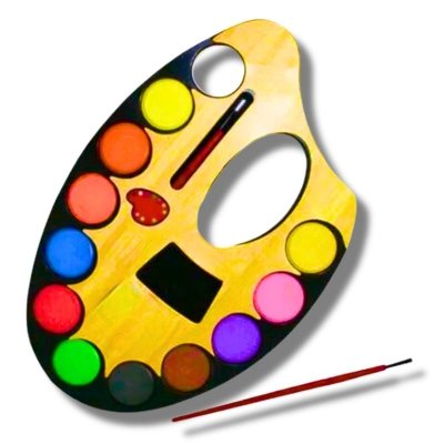 paleta farbek z pędzielkiem