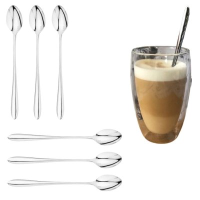 Łyżeczki do latte do deserów długie 6 sztuk