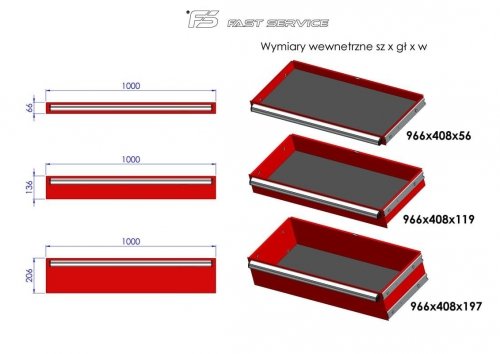 Wózek warsztatowy MEGA z 11 szufladami PM-214-22