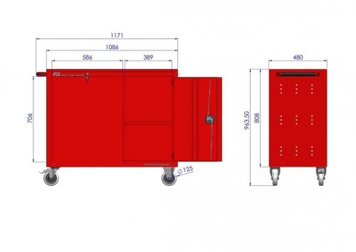 Wózek warsztatowy TRUCK z 8 szufladami i drzwiami PT-216-40