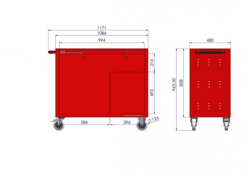 Wózek warsztatowy TRUCK z 15 szufladami PT-270-72