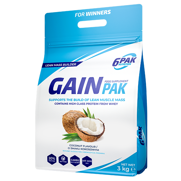 6PAK Nutrition Gain PAK 3000g smak kokos