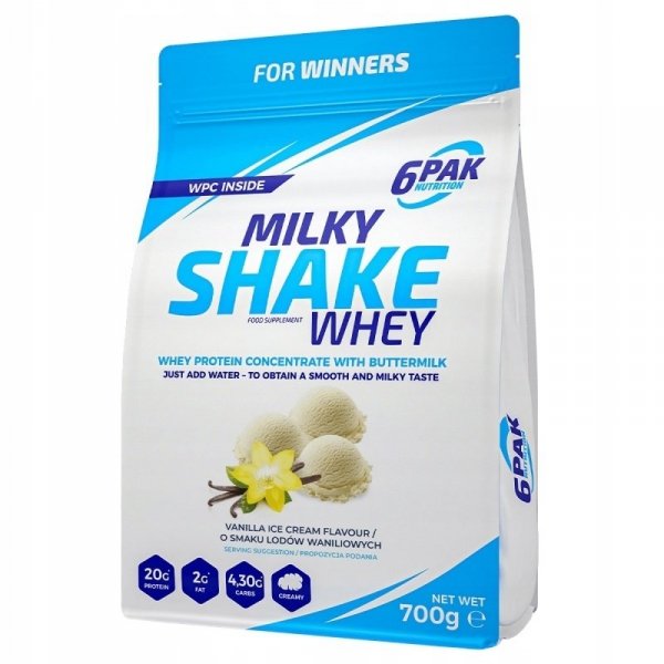6PAK Milky Shake Whey 700g Lody Waniliowe