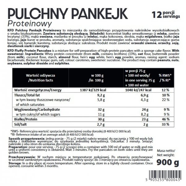 Pulchny Pankejk Proteinowy KFD 900g Biszkopt info