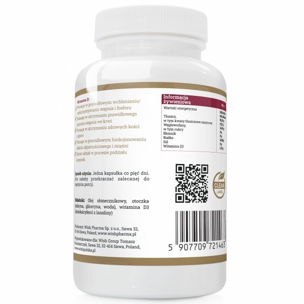 Witamina D3 10000iu 120 Softgel Progress Labs opis