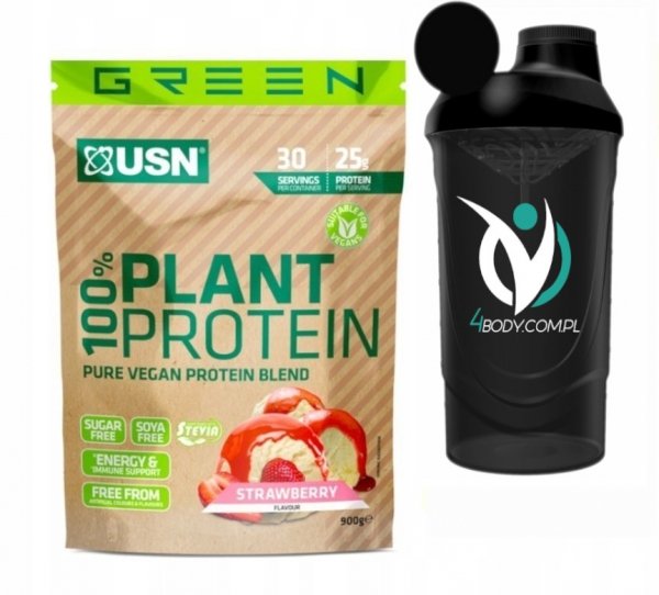 USN Plant Protein 900g Truskawka+Shaker