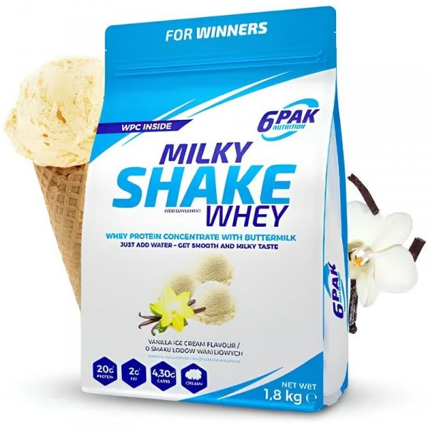 6PAK Milky Shake Whey 1800g Lody Waniliowe
