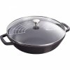 Wok żeliwny Z Pokrywką 30 Cm, Czarny Staub