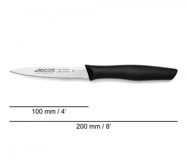 Nóż do Obierania 100mm Ząbki Czarny Nova