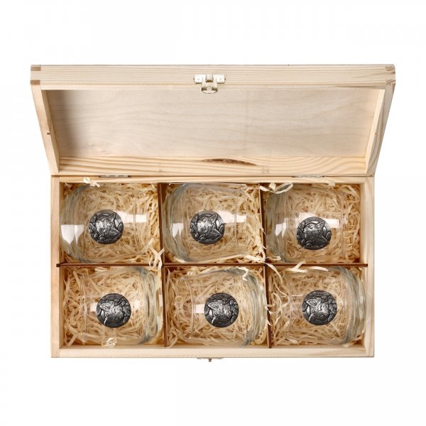 Szklanki do whisky Golden Fox Luna Lis zdobione odlewanym elementem 6 szt.