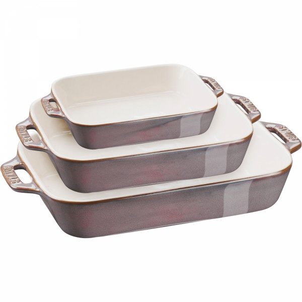 Zestaw 3 Półmisków Prostokątnych, Antyczny Grafitowy Cooking Staub
