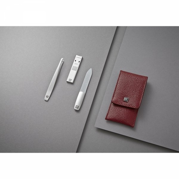 Zestaw Do Manicure - Czerwone Skórzane Etui, 3 Elementy Twinox Zwilling