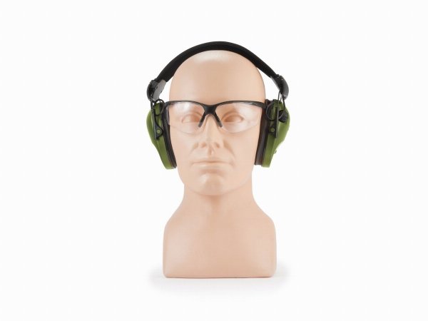 Słuchawki ochronne aktywne RealHunter ACTiVE Pro oliwkowe + okulary ochronne