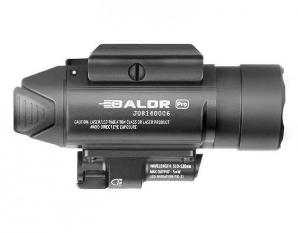 Latarka z celownikiem laserowym Olight BALDR Pro Black - 1350 lumenów, Green Laser