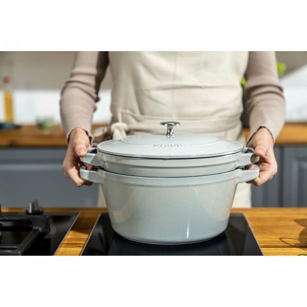 Zestaw 2 Naczyń + Pokrywka 24 Cm Truflowy Staub