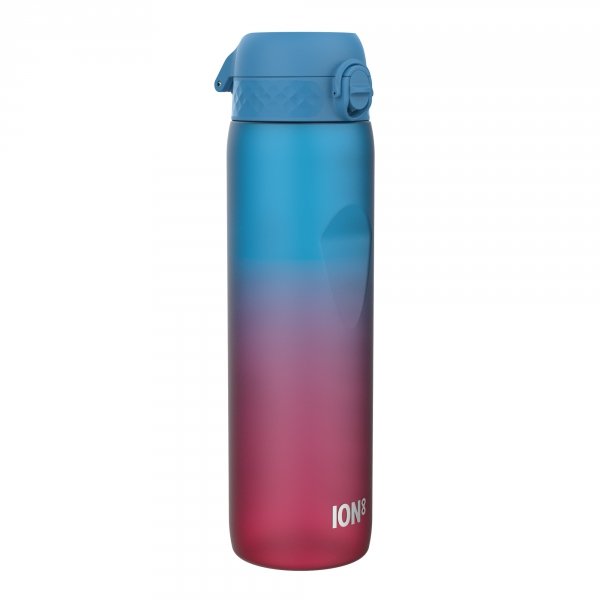 Butelka bidon na wodę ION8 1000 ml Motivator z pomiarką czasową Gradient niebiesko-różowa  (nowa nakrętka)