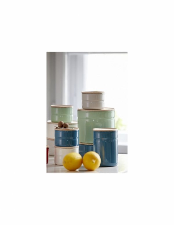RIESS - Pojemnik kuchenny z drewnianą pokrywą 1,3l Silent Blue
