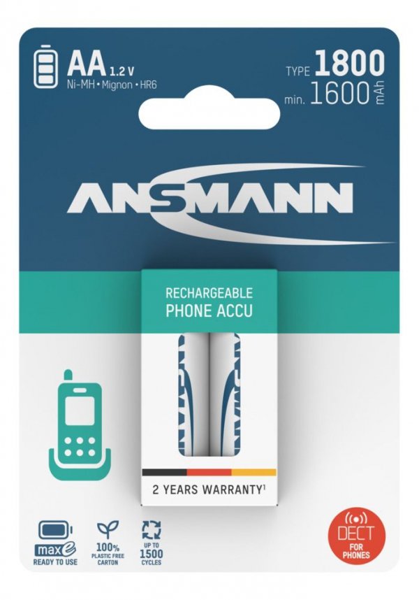 Akumulatory Ansmann Dect NiMH AA/R6 typ 1800 2szt
