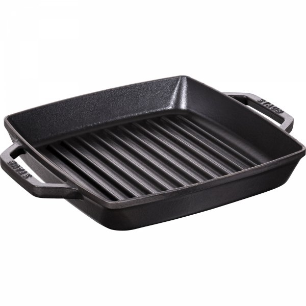 Kwadratowa Patelnia żeliwna Grillowa Z Dwoma Uchwytami 23 Cm, Czarny Staub