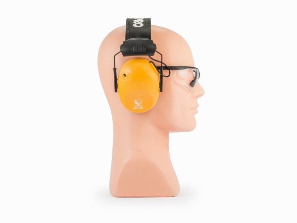 Słuchawki ochronne aktywne RealHunter ACTiVE Pro pomarańczowe + okulary ochronne