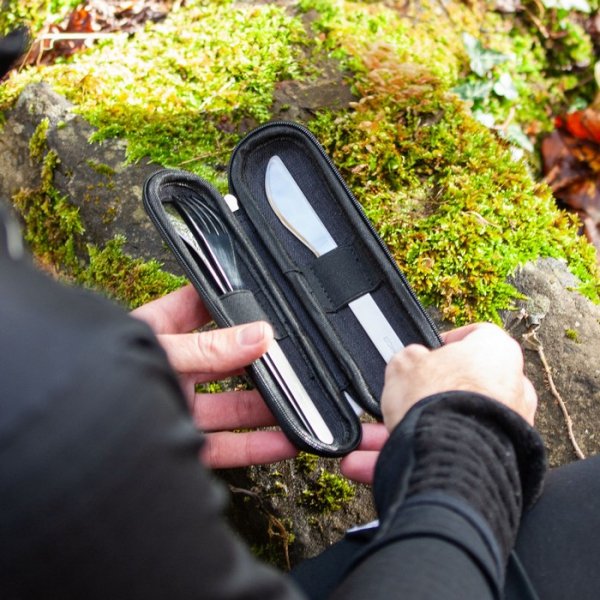 MB-Zestaw sztućców podróżnych Slim Nest Black