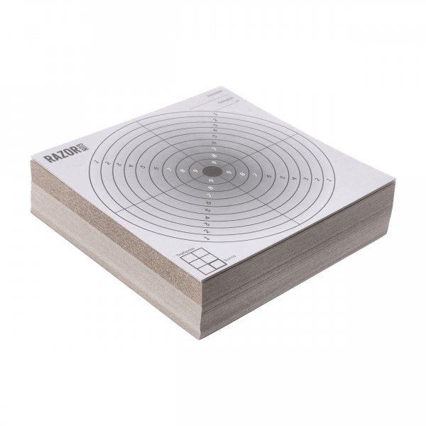 Komplet 100 x tarcza strzelecka RazorGun 14x14 czarny środek